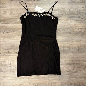 Zara Black Mini Dress with Sequin Accents